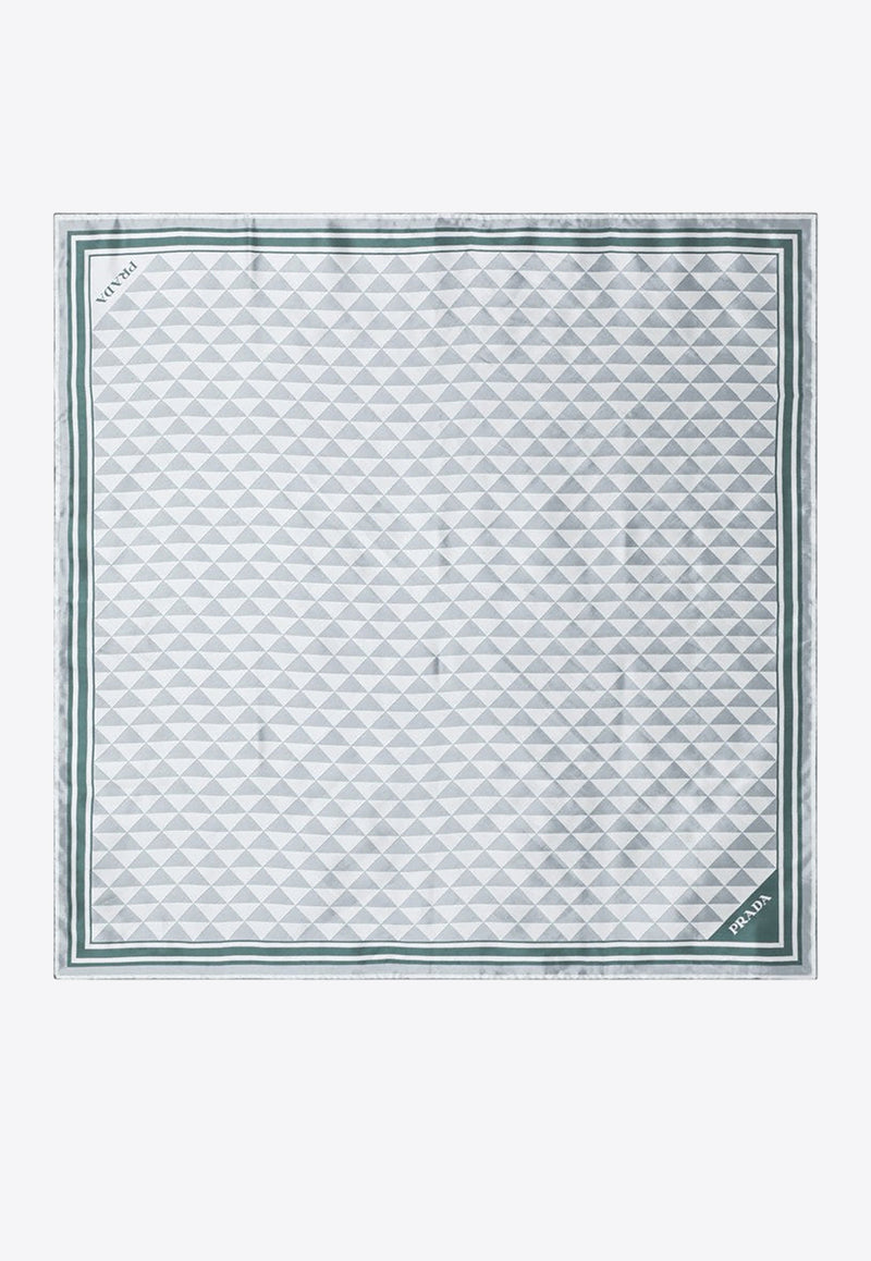 Prada Geometric Print Silk Twill Scarf  Green 1FF0012C81/R_PRADA-F077U