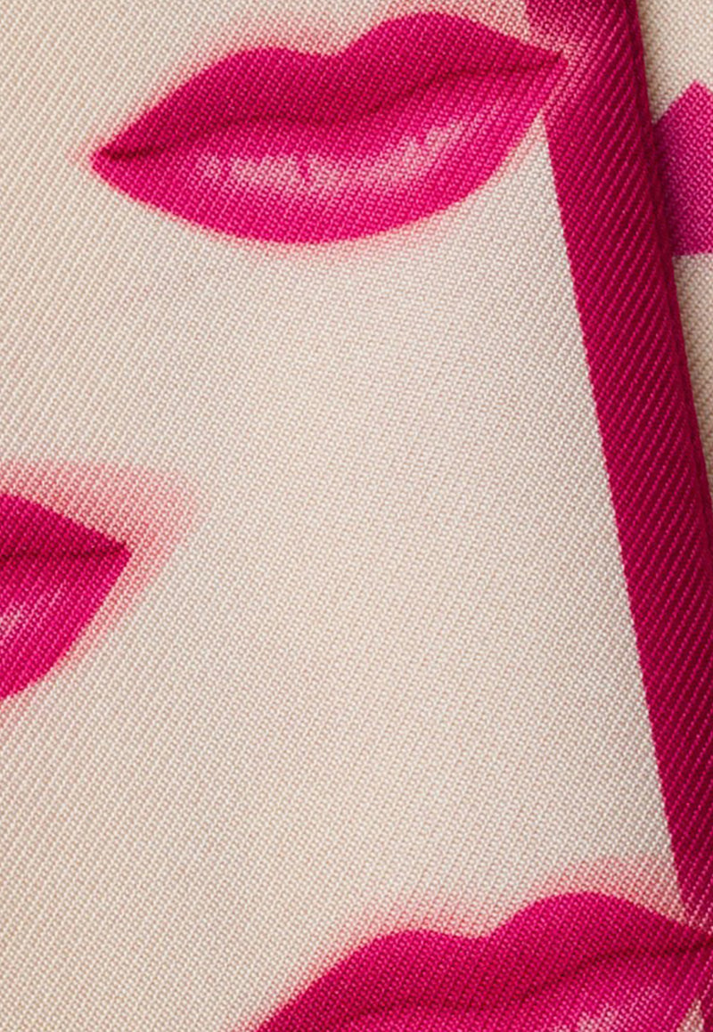 Prada Lip Print Silk Twill Foulard Pink 1FF0042C7H/Q_PRADA-F039K