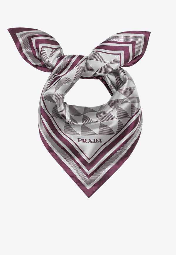 Prada Geometric Print Silk Twill Scarf  Multicolor 1FF0042C81/R_PRADA-F0203