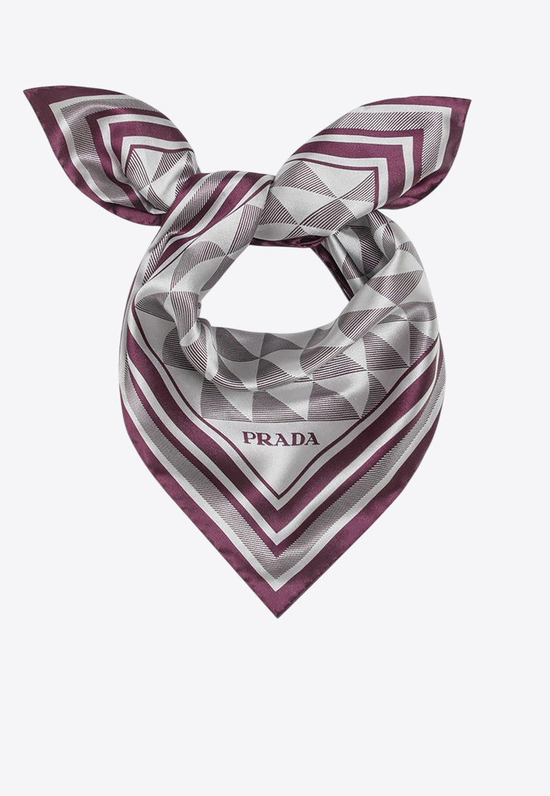 Prada Geometric Print Silk Twill Scarf  Multicolor 1FF0042C81/R_PRADA-F0203