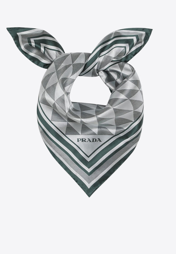 Prada Geometric Print Silk Twill Scarf  Multicolor 1FF0042C81/R_PRADA-F077U