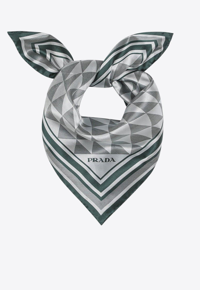 Prada Geometric Print Silk Twill Scarf  Multicolor 1FF0042C81/R_PRADA-F077U