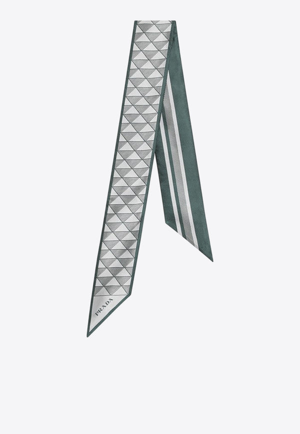 Prada Geometric Print Silk Ribbon Scarf  Multicolor 1FF0082C81/R_PRADA-F077U