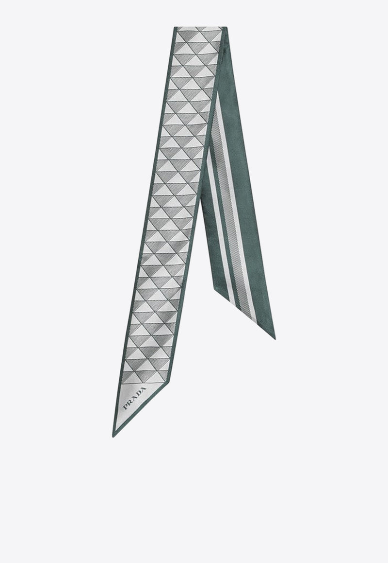 Prada Geometric Print Silk Ribbon Scarf  Multicolor 1FF0082C81/R_PRADA-F077U
