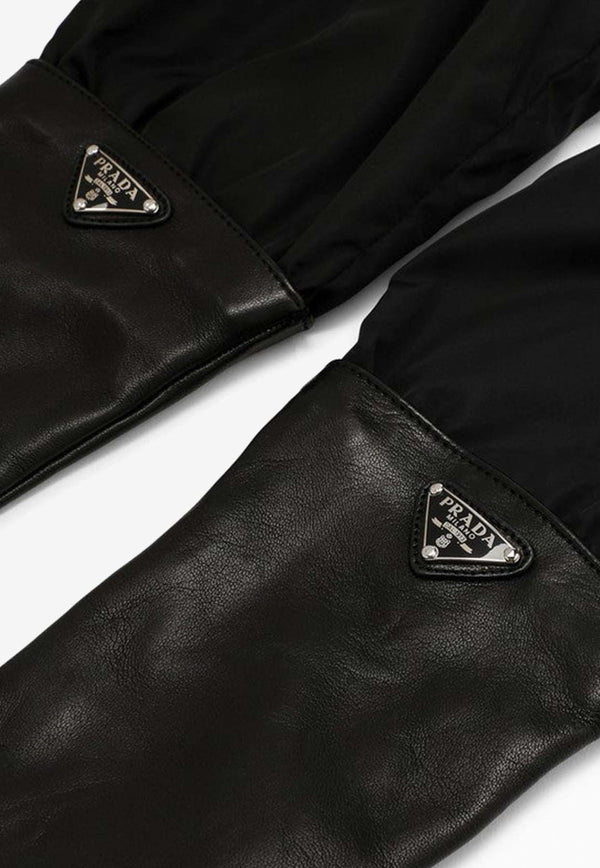 Prada Logo Appliqué Leather Gloves Black 1GG181038/N_PRADA-F0632