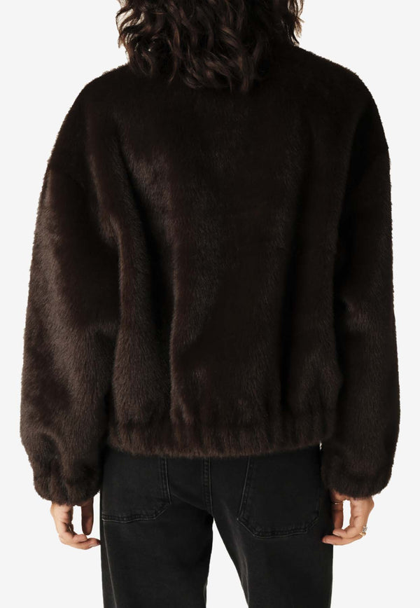 ba&sh Paros Oversized Faux-Fur Coat Chocolate 1H24PARO_CHOCOLATE