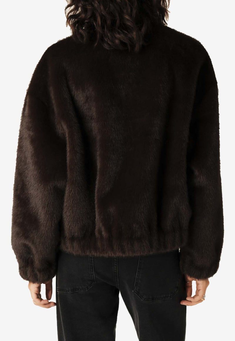 ba&sh Paros Oversized Faux-Fur Coat Chocolate 1H24PARO_CHOCOLATE