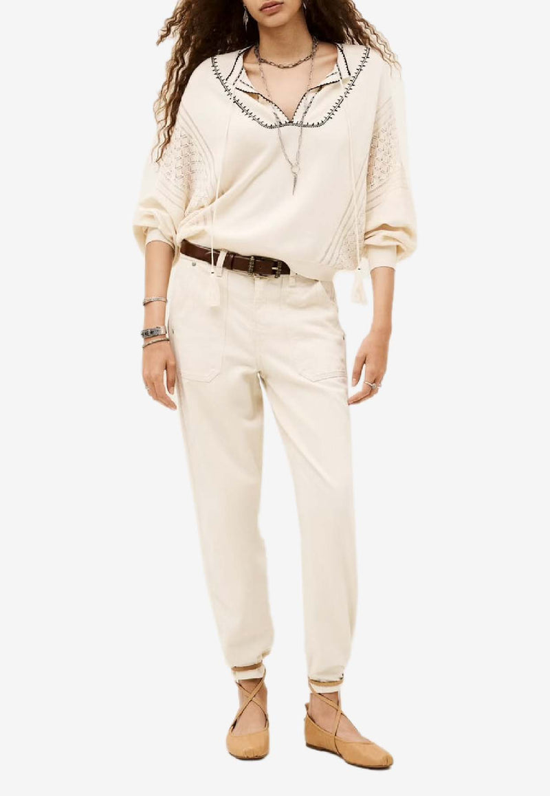 ba&sh Bausca Oversized Embroidered Sweater Ecru 1H25BAUS_ECRU