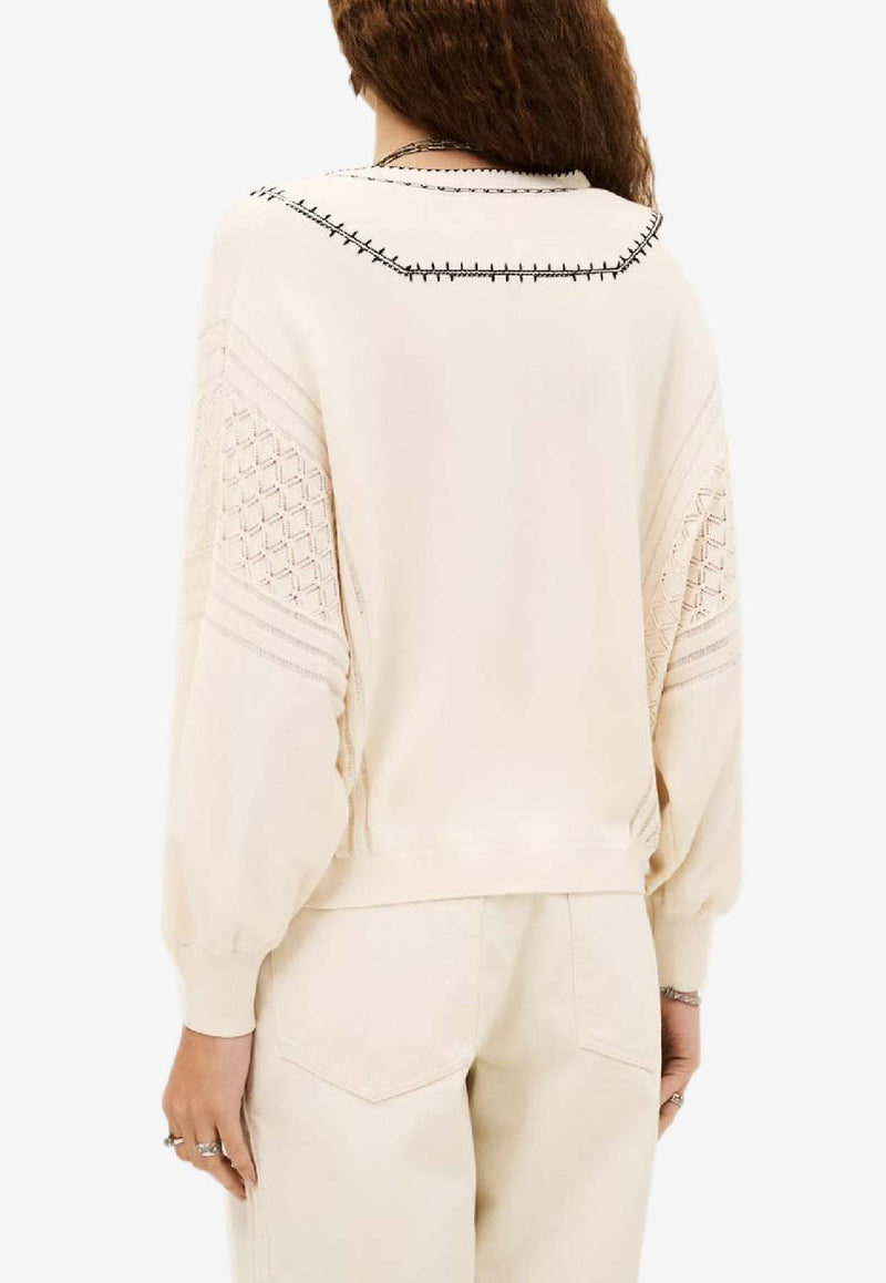 ba&sh Bausca Oversized Embroidered Sweater Ecru 1H25BAUS_ECRU