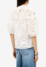 ba&sh Beatrice Broderie Anglaise V-neck Blouse Ecru 1H25BEAT_ECRU