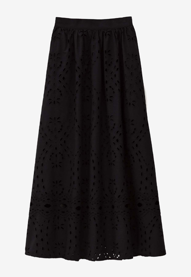 ba&sh Bela Broderie Anglaise Midi Skirt Black 1H25BELA_BLACK