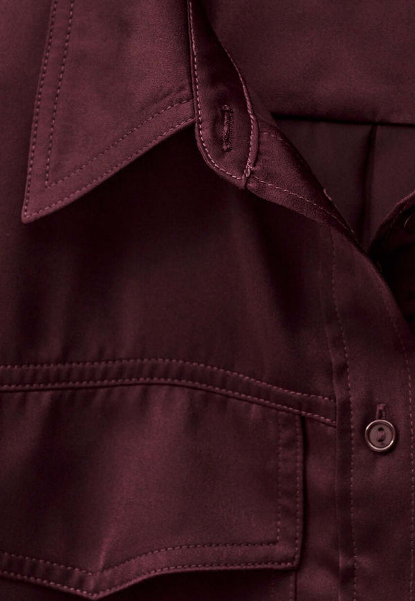 ba&sh Canoli Flowing Long-Sleeved Shirt Burgundy 1H25CANO_BURGUNDY