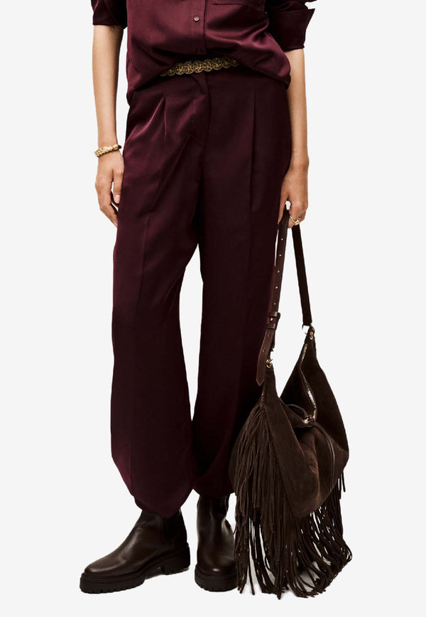 ba&sh Charly Flowing Tailored Pants Burgundy 1H25CHAR_BURGUNDY