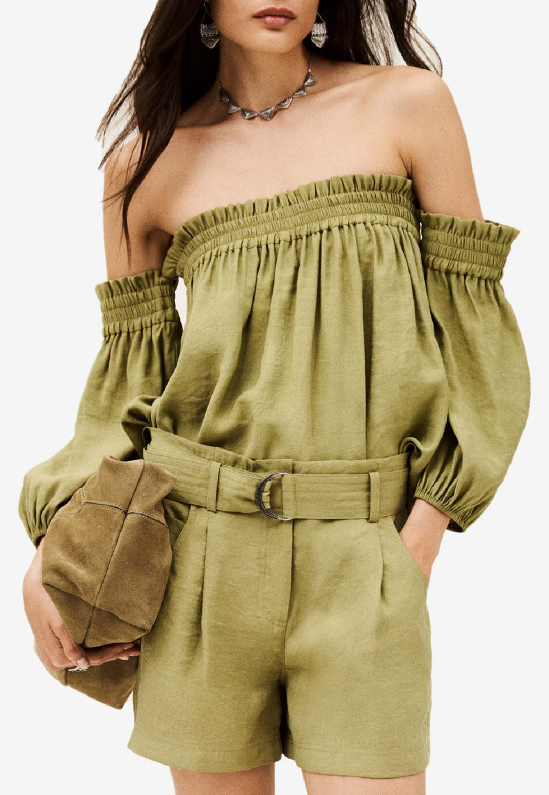 ba&sh Dalila Elasticated Bustier Top Khaki 1H25DALI_KHAKI