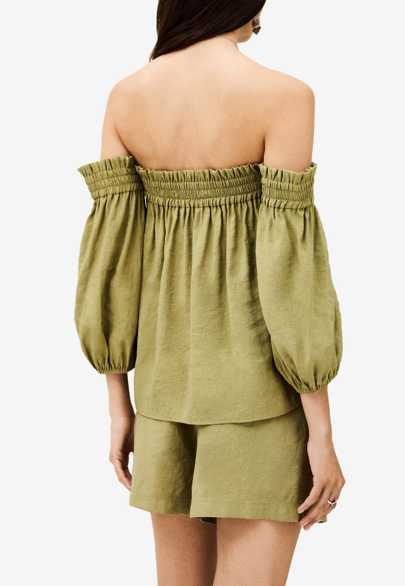 ba&sh Dalila Elasticated Bustier Top Khaki 1H25DALI_KHAKI