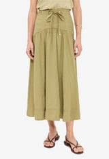 ba&sh Donia Midi Skirt with Tie-Belt Khaki 1H25DONI_KHAKI