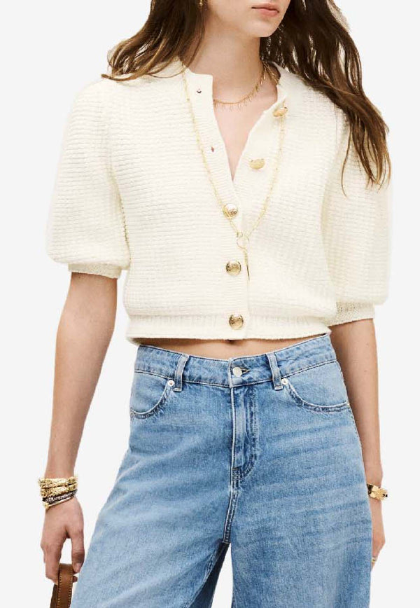 ba&sh Garance Cropped Knit Top Ecru 1H25GARA_ECRU