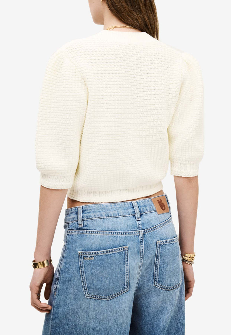 ba&sh Garance Cropped Knit Top Ecru 1H25GARA_ECRU