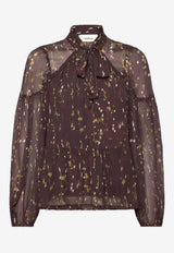 ba&sh Kamala Printed V-neck Blouse Chocolate 1H25KAMA_CHOCOLATE