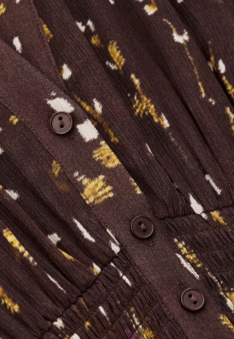 ba&sh Karla Printed Midi Dress Chocolate 1H25KARL_CHOCOLATE