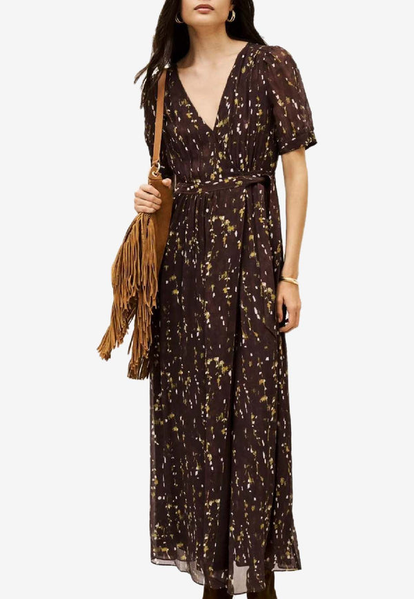 ba&sh Kriss Printed Maxi Dress Chocolate 1H25KRIS_CHOCOLATE