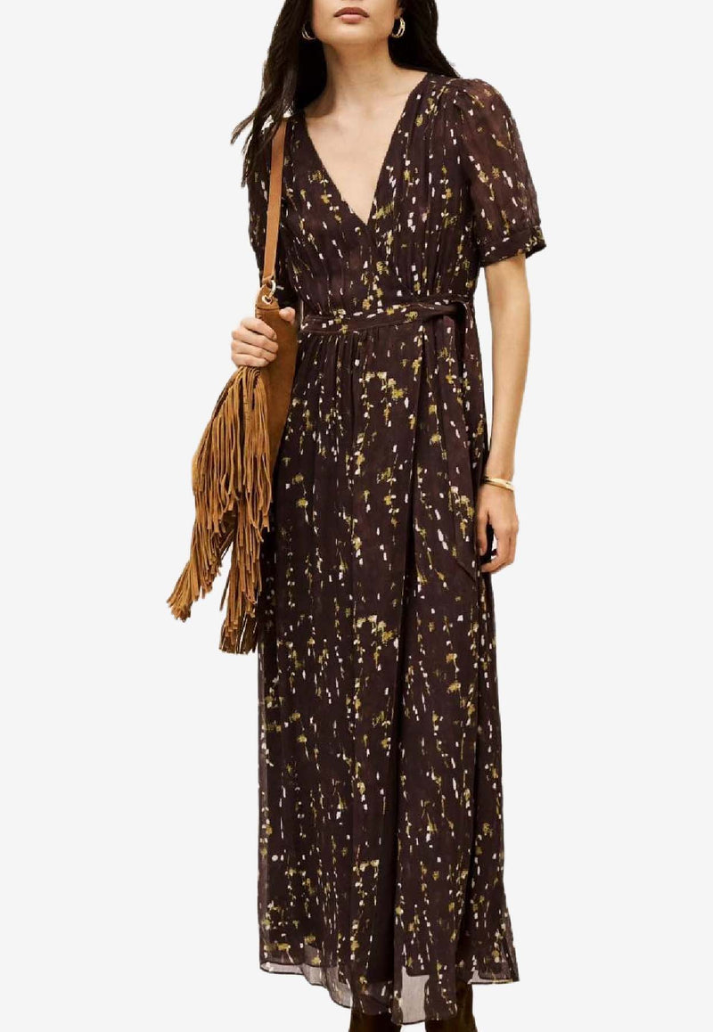 ba&sh Kriss Printed Maxi Dress Chocolate 1H25KRIS_CHOCOLATE