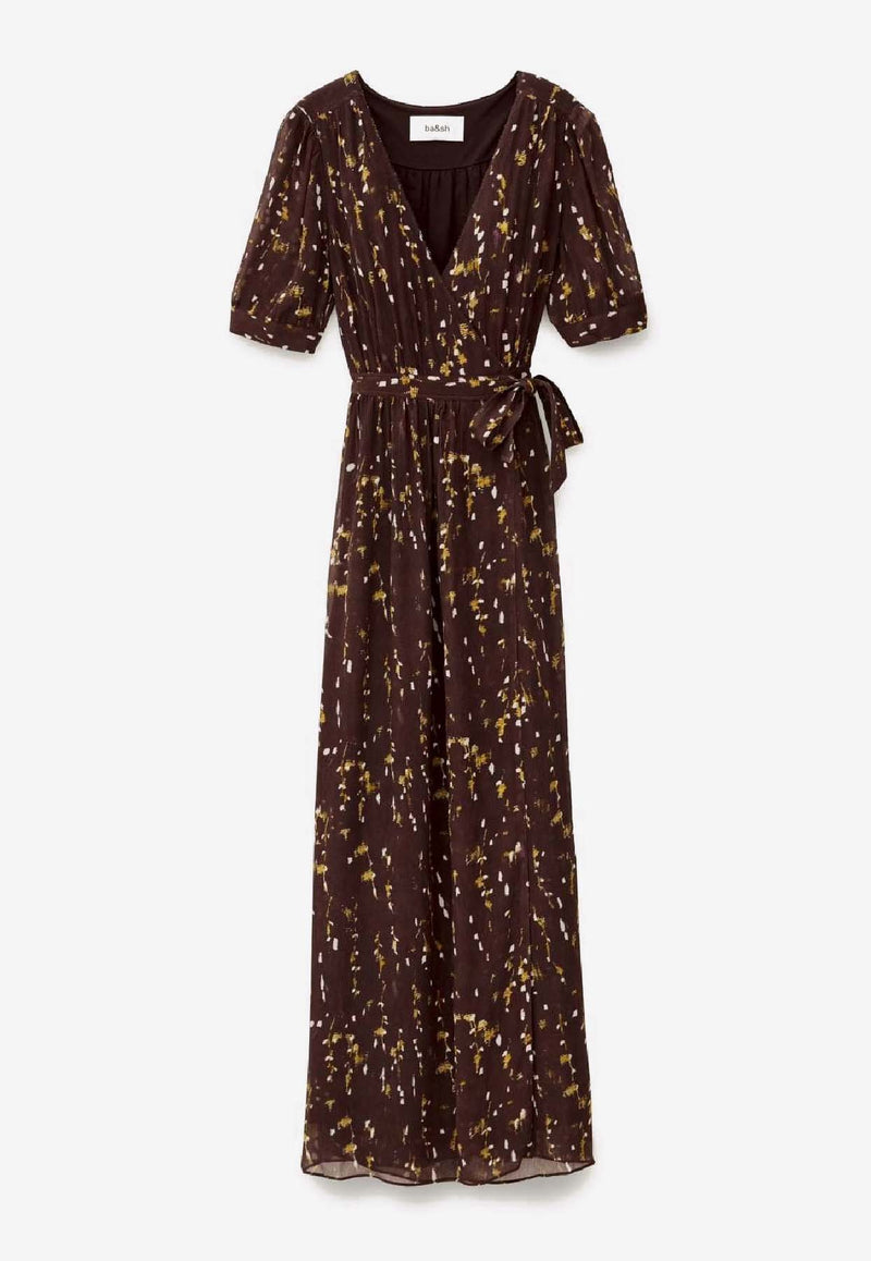 ba&sh Kriss Printed Maxi Dress Chocolate 1H25KRIS_CHOCOLATE