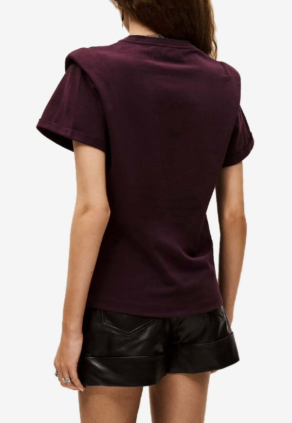 ba&sh Pio T-shirt with Shoulder Pads Bordeaux 1H25PIO_BORDEAUX
