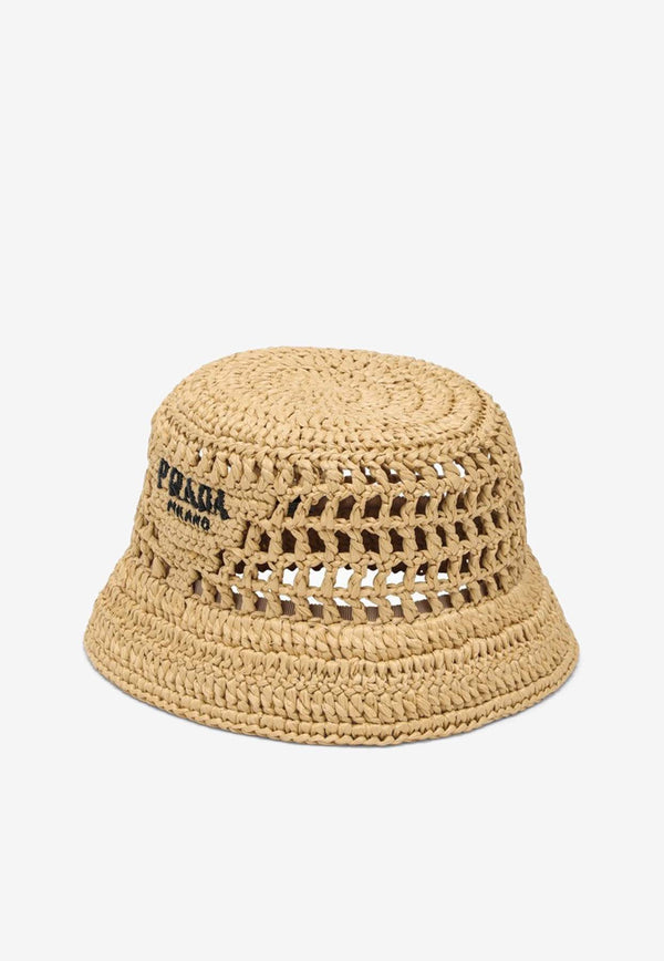 Prada Woven Crochet Bucket Hat Beige 1HC1372C2T/O_PRADA-F0018
