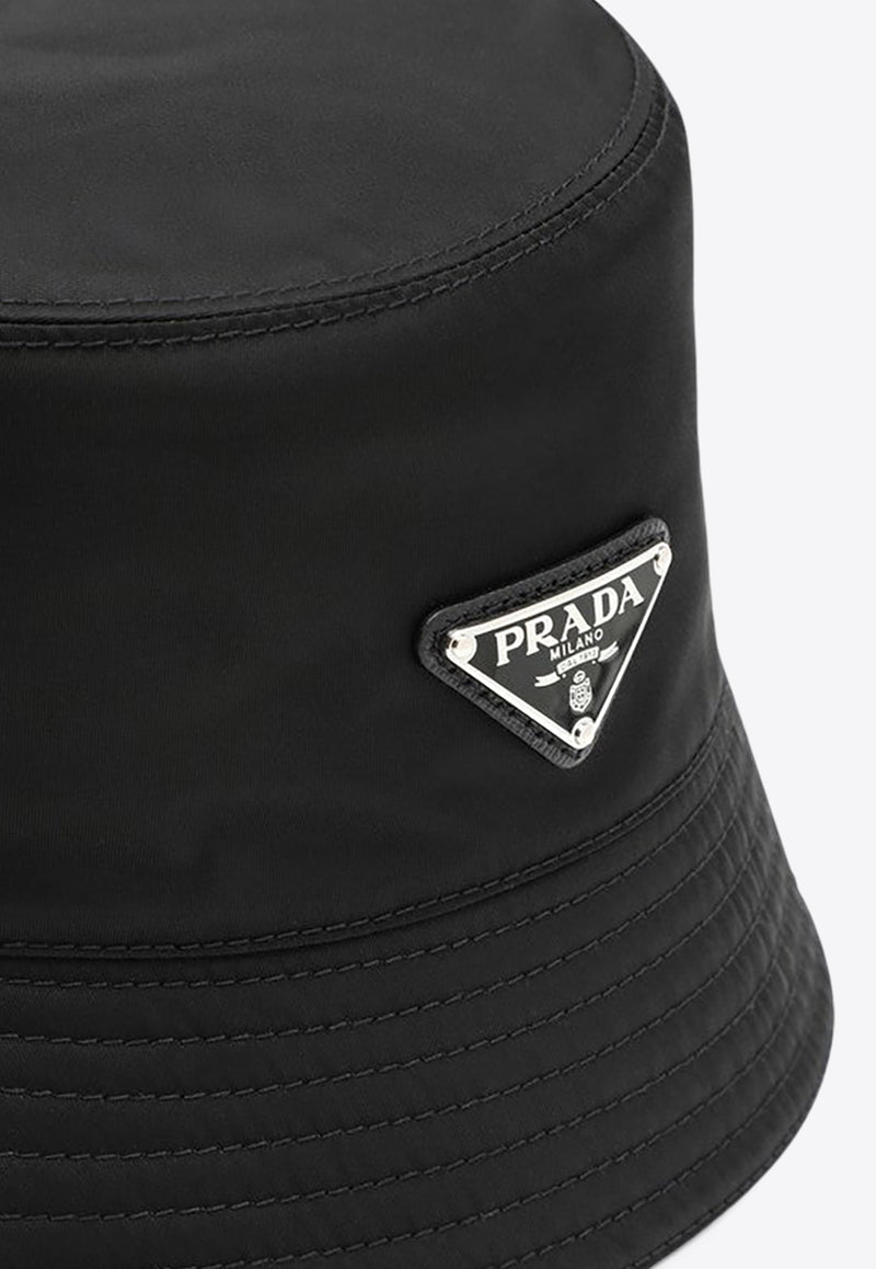 Prada Triangle Logo Nylon Bucket Hat Black 1HC1372DMI/P_PRADA-F0002