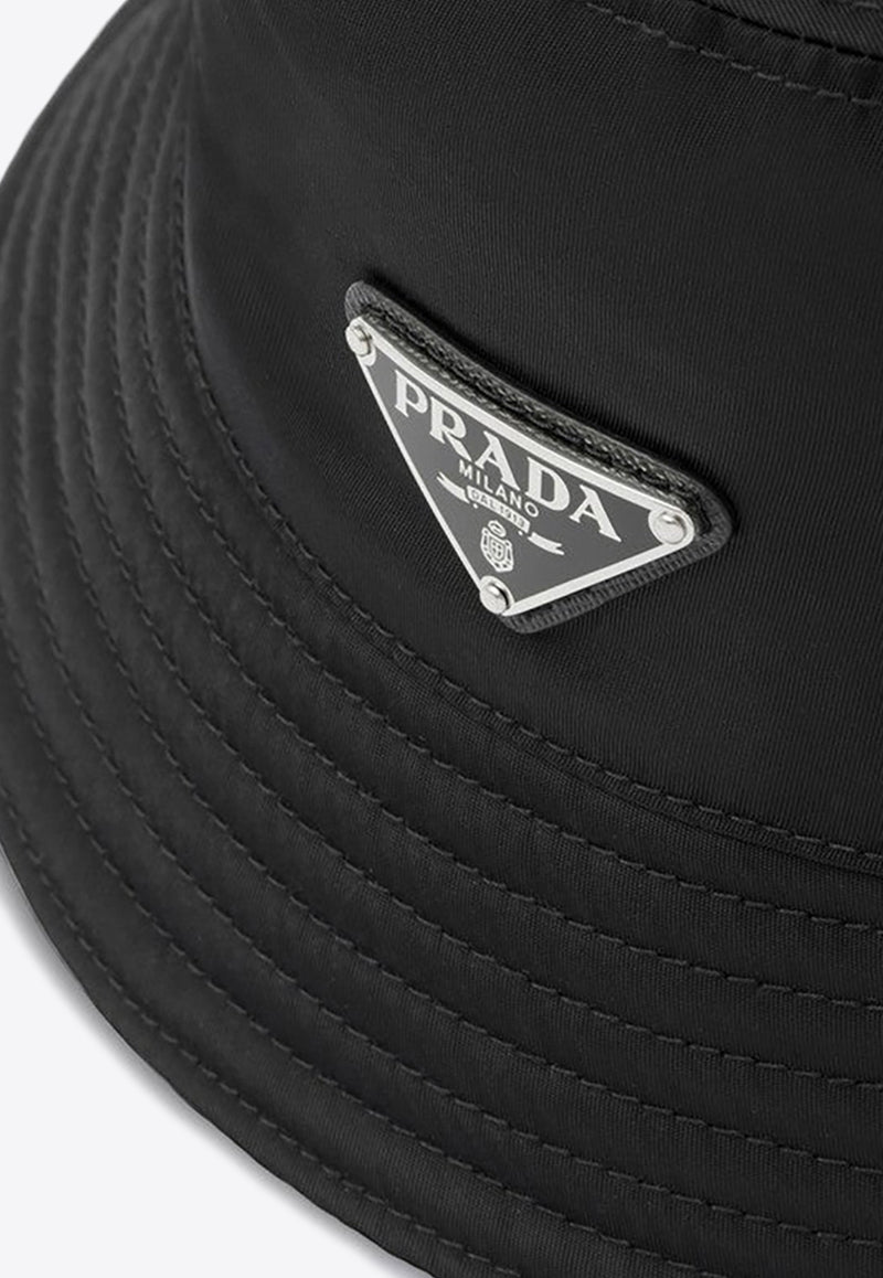 Prada Triangle Logo Nylon Bucket Hat Black 1HC1372DMI/P_PRADA-F0002