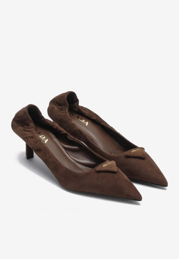 Prada 55 Logo-Engraved Suede Pumps 1I188O055008/R_PRADA-F0324