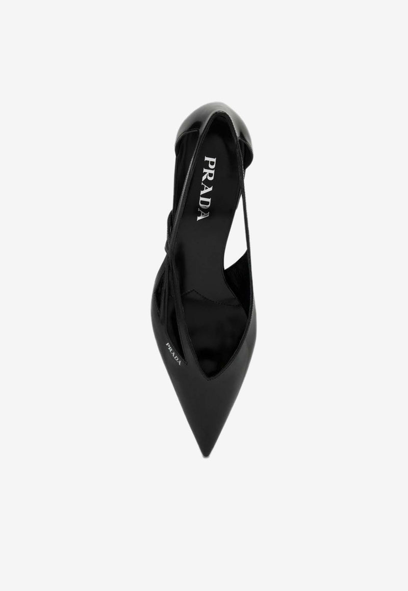 Prada 55 Cut-Out Pointed Leather Pumps Black 1I741NDB55055/P_PRADA-F0002