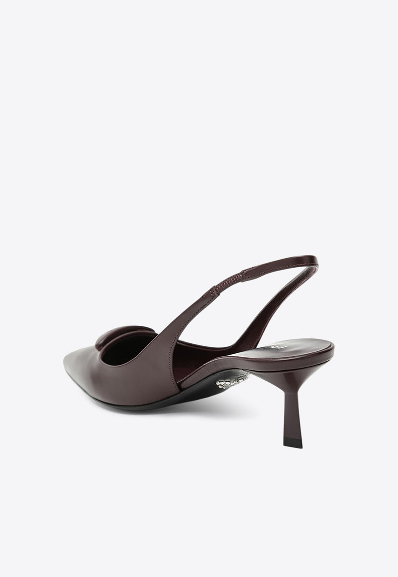 Prada 75 Décolleté Leather Slingback Pumps Bordeaux 1I901MDD55055/R_PRADA-F0007