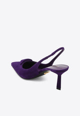 Prada 75 Triangle Logo Slingback Suede Pumps Purple 1I901MDD75008/R_PRADA-F0030
