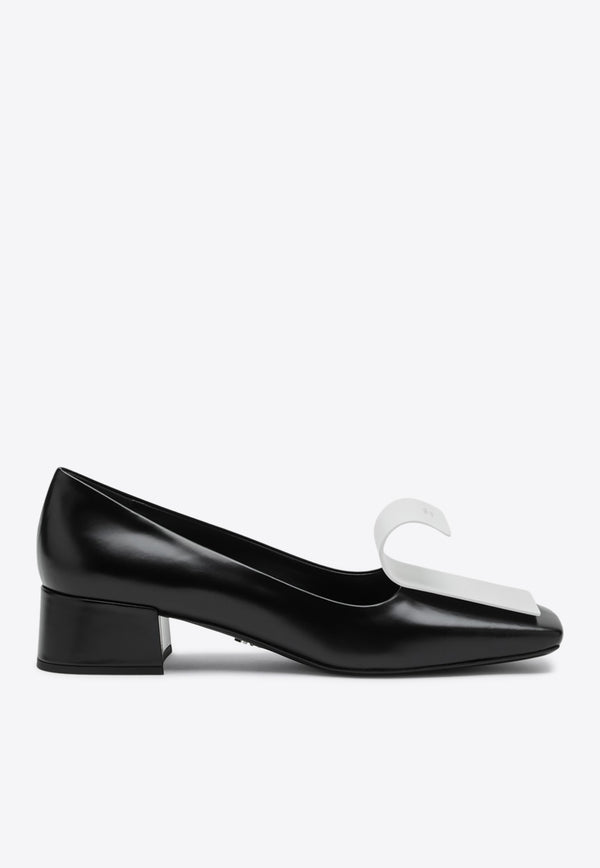 Prada 35 Curved Leather Pumps Black 1I964ND035AZ3/Q_PRADA-F0967