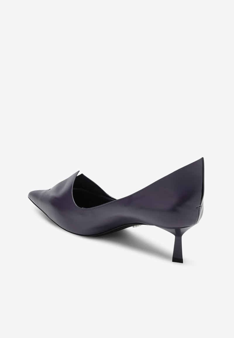Prada 55 Brushed Leather Pointed Pumps Purple 1I978ND055055/Q_PRADA-F0030