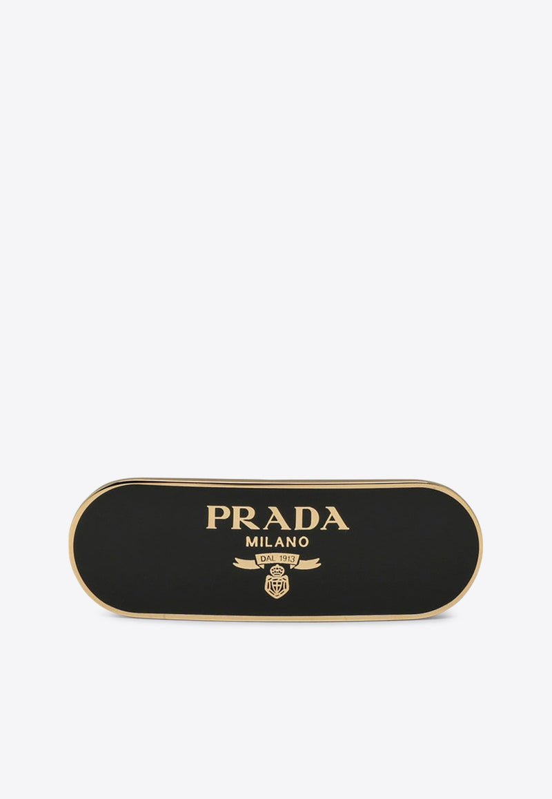 Prada Logo Metal Hair Clip Black 1IF0222BA6/P_PRADA-F0632