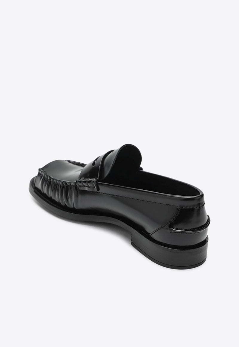 Prada Brushed Leather Peep-Toe Loafers Black 1K200O020P39/R_PRADA-F0002