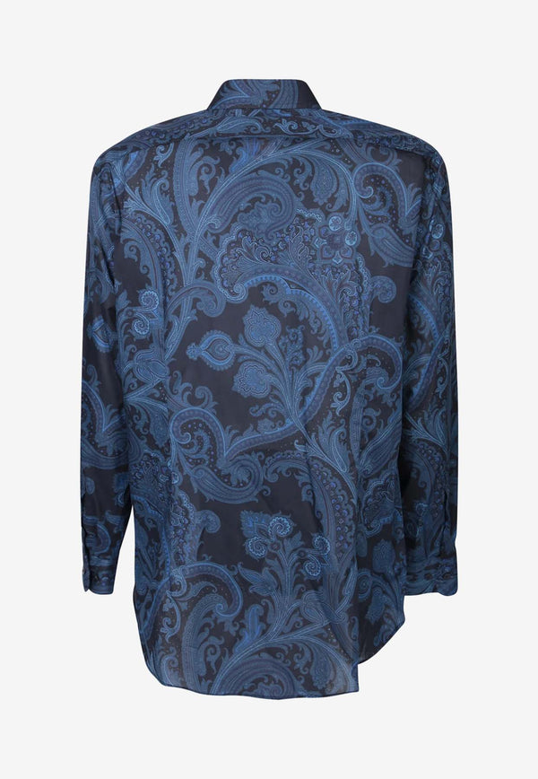 Etro Paisley Print Long-Sleeved Shirt 1K526-5761 0200 Blue