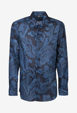 Etro Paisley Print Long-Sleeved Shirt 1K526-5761 0200 Blue