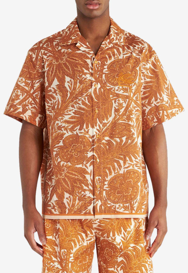 Etro Floral Print Short-Sleeved Shirt 1K93M-5782 0751 Orange