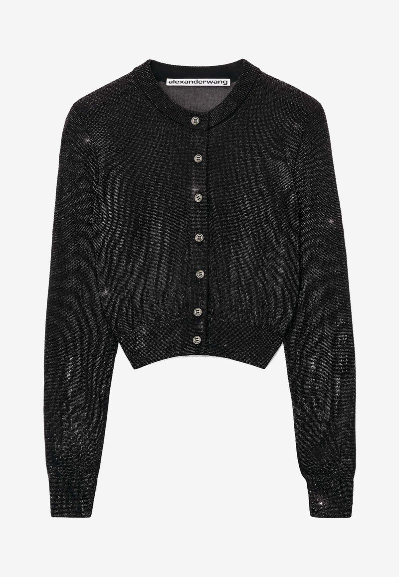 Alexander Wang Beaded Hotfix Cropped Cardigan
 Black 1KC3243037BLACK