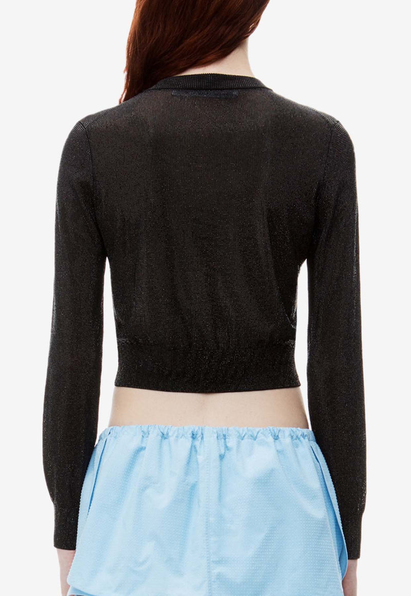 Alexander Wang Beaded Hotfix Cropped Cardigan
 Black 1KC3243037BLACK