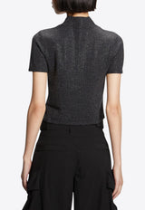 Alexander Wang Mock-Neck Crystal Hotfix Top Black 1KC4241043BLACK