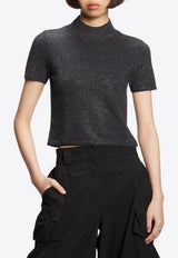 Alexander Wang Mock-Neck Crystal Hotfix Top Black 1KC4241043BLACK