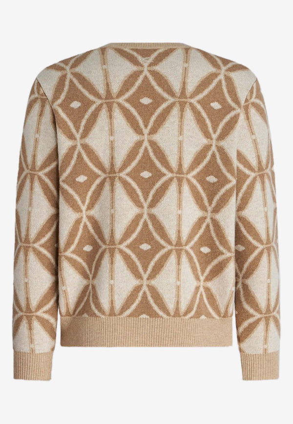 Etro Geometric Pattern Wool Sweater 1M500-9719 0800 Beige