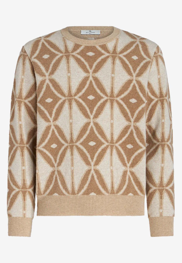 Etro Geometric Pattern Wool Sweater 1M500-9719 0800 Beige