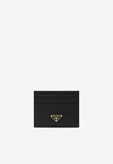 Prada Triangle Logo Calf Leather Cardholder Black 1MC025QHH/R_PRADA-F0002