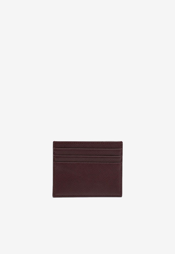 Prada Triangle Logo Cardholder in Saffiano Leather Burgundy 1MC025QHH/R_PRADA-F0007
